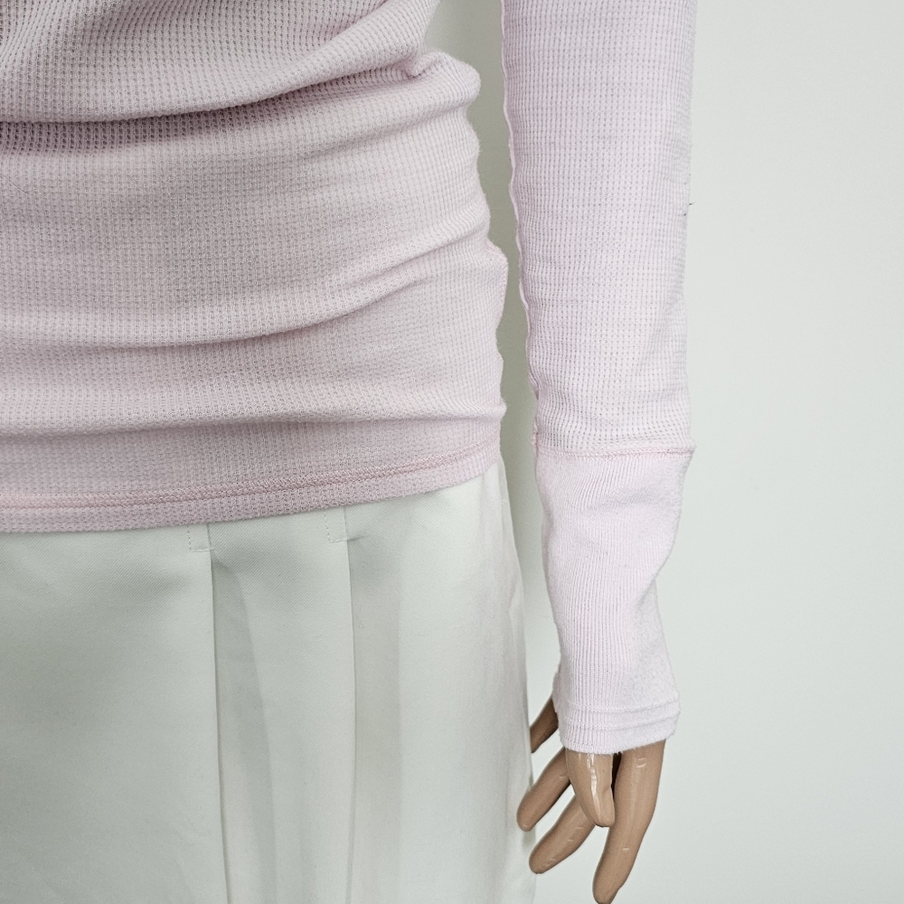 Abercrombie & Fitch Y2k Baby Pink Thermal Henley Coquette Waffle Ribbed Knit - Picture 7 of 9